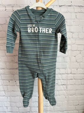 ⭐️⭐️PICK 5 / $20 Carter's 'Little Brother' Green One-Piece Footed Pajamas 6M